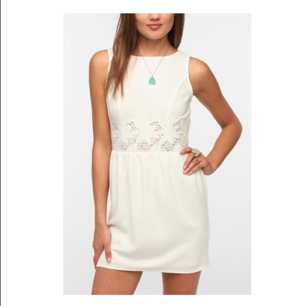 UO Pins and Needles White Lace Inset Dress